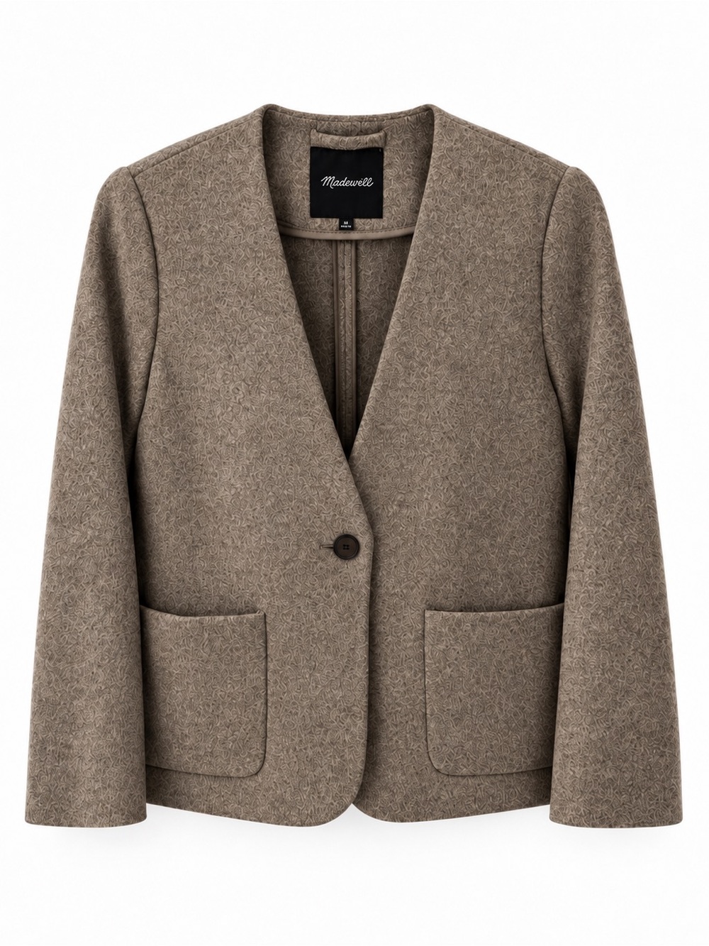 Madewell Wool Blend Collarless Blazer Jacket Taupe Gray Size XS